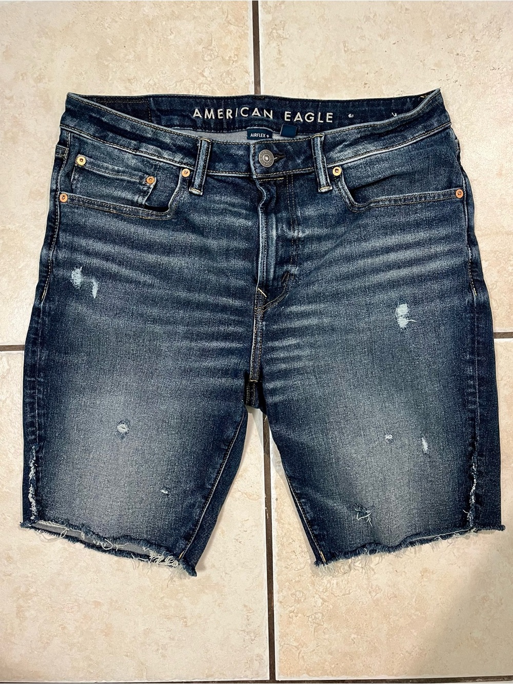 American Eagle Light Blue Denim Shorts with Dark Waistband